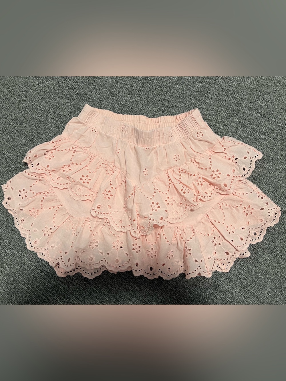 H&M Pink Tiered Eyelet Ruffle Mini Skirt Girl’s 9-10T